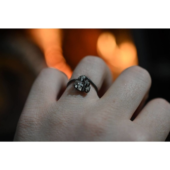 Oxidized Engagement Ring Solid Sterling Silver Wedding Band Filigree Sty… - Picture 1 of 6